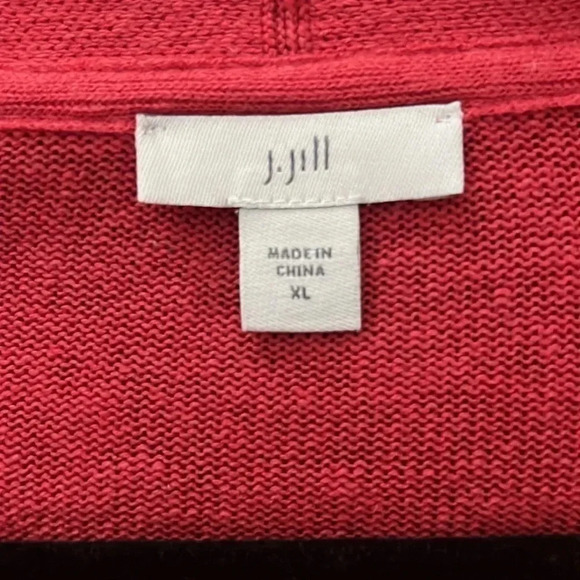 J. JILL Women’s 3 Button Cardigan Sweater Sz XL Reddish Orange 55% Linen - Picture 3 of 4